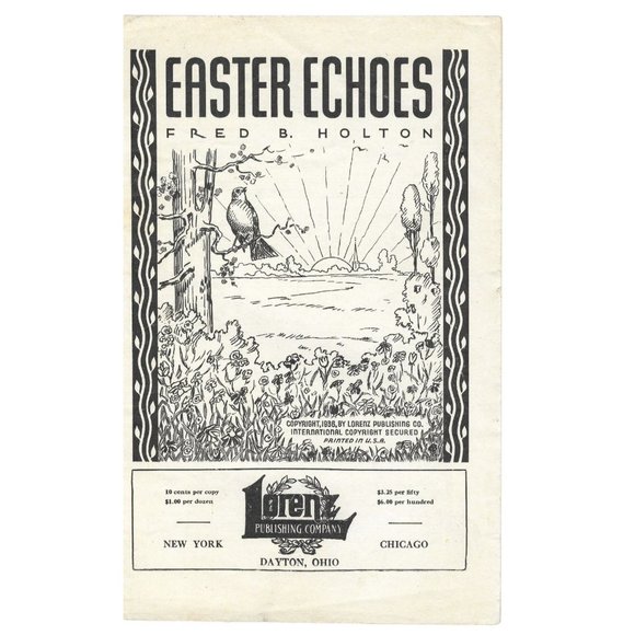 Easter Echoes Sheet Music Holton Lorenz Songs for Easter Service 1936 Gospel - Picture 1 of 3